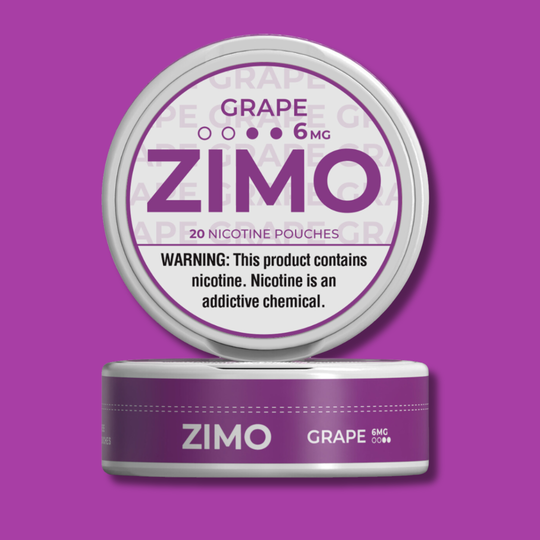 6mg Grape Zimo Nicotine Pouches 5 Cans, 20 pouches per can