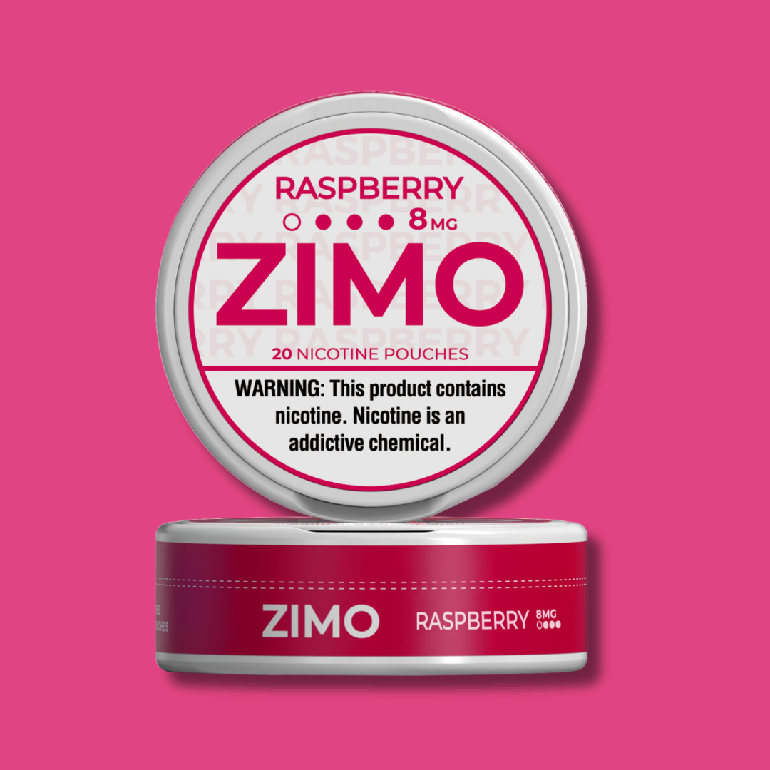 8mg Raspberry Zimo Nicotine Pouches 5 Cans, 20 pouches per can
