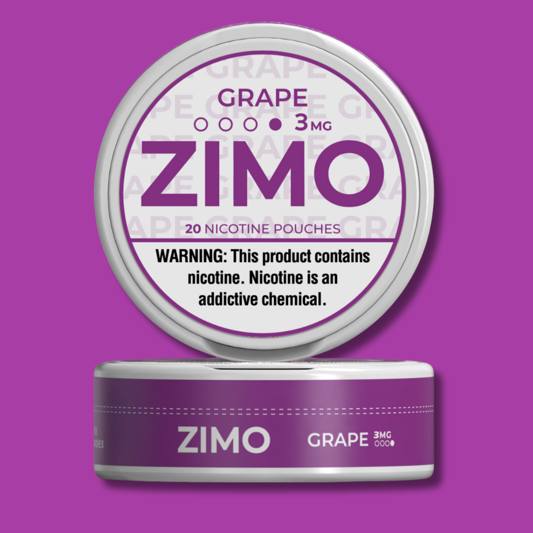 3mg Grape Zimo Nicotine Pouches 5 Cans, 20 pouches per can